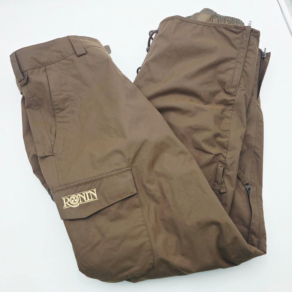 Burton Ronin Men Brown Snowboard Cargo Pants Winter Ski Adjustable Waist L 36x31